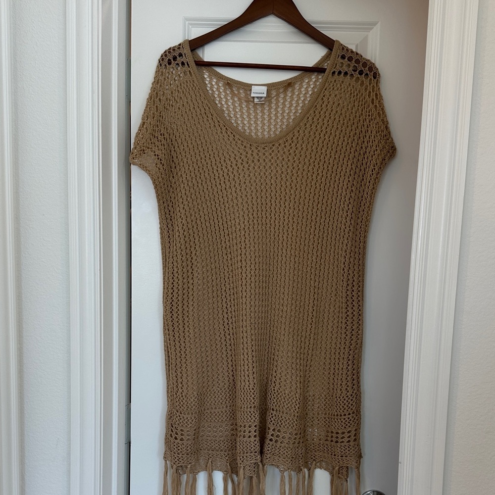 Tan Crochet Poncho